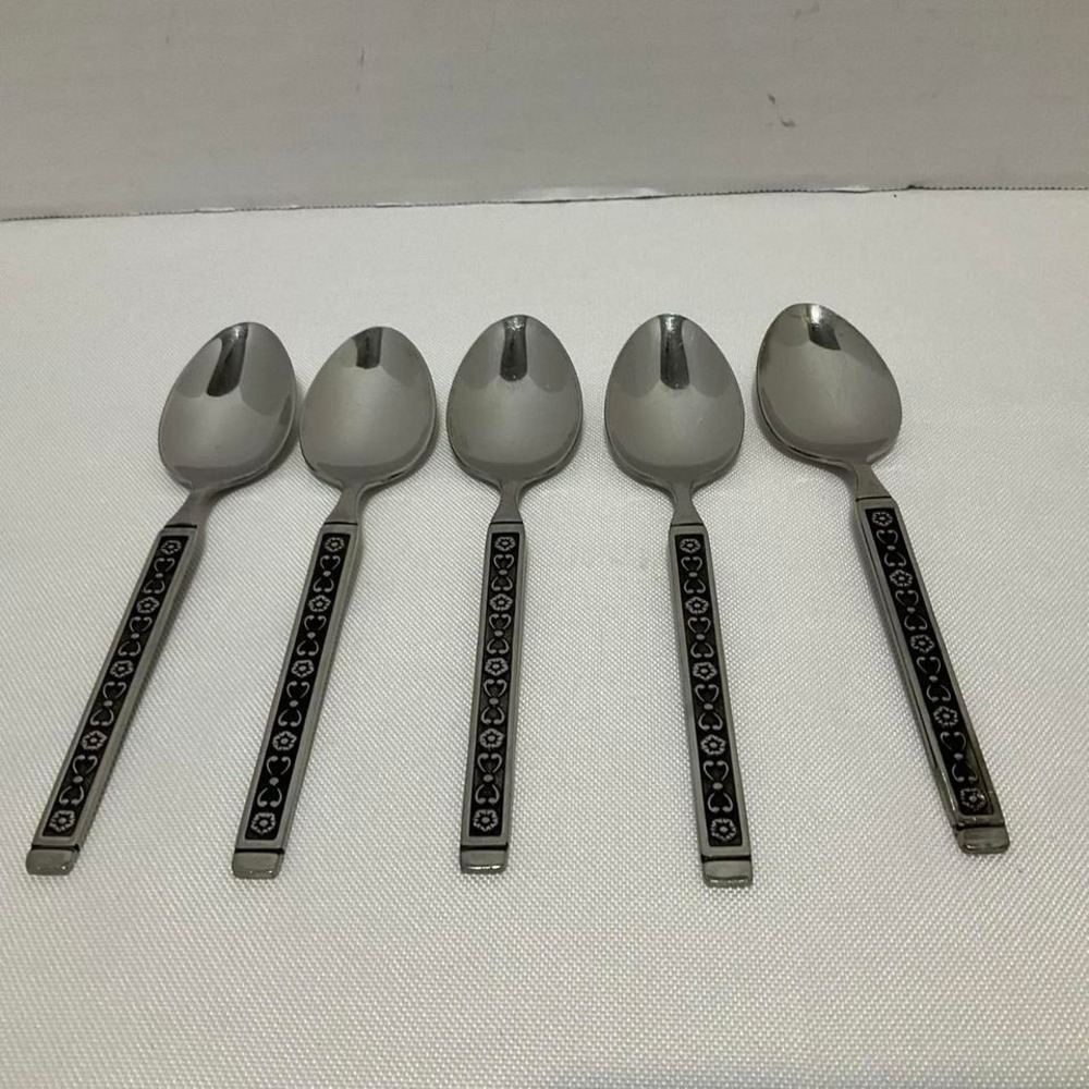Gorham HACIENDA Stainless Flatware Mid Century Black Accent ‎ 5 Teaspoons